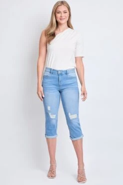 Women's Essential High Rise Cuffed Capri Jeans -Wana Fashion Shop WC35041 L1955 4