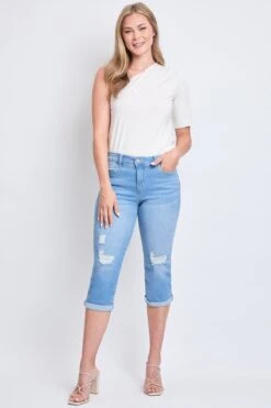 Women's Essential High Rise Cuffed Capri Jeans -Wana Fashion Shop WC35041 L1955 5