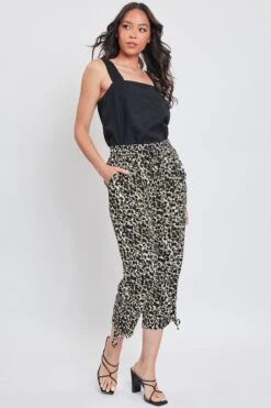 Women's Lifestyle High Rise Cropped Capri With Ruched Hem -Wana Fashion Shop WC354CG CACOB 1