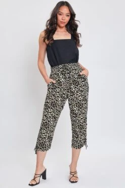 Women's Lifestyle High Rise Cropped Capri With Ruched Hem -Wana Fashion Shop WC354CG CACOB 6