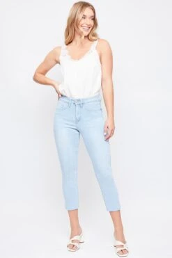 Women's Vintage High Rise Slim Straight Raw Hem Cropped Flood Jeans -Wana Fashion Shop WF119170N 08L 1