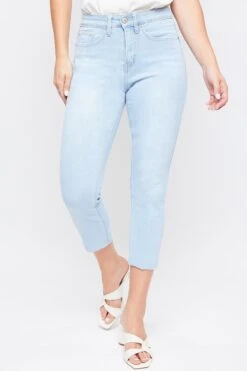Women's Vintage High Rise Slim Straight Raw Hem Cropped Flood Jeans -Wana Fashion Shop WF119170N 08L 2