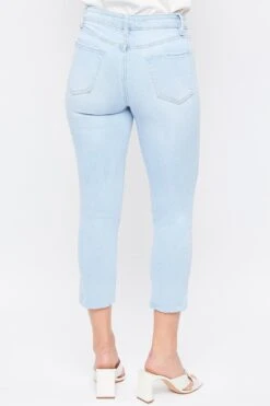Women's Vintage High Rise Slim Straight Raw Hem Cropped Flood Jeans -Wana Fashion Shop WF119170N 08L 4