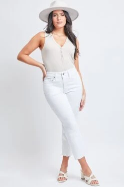 Women's Vintage High Rise Slim Straight Raw Hem Cropped Flood Jeans -Wana Fashion Shop WF119170N K37 1