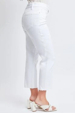 Women's Vintage High Rise Slim Straight Raw Hem Cropped Flood Jeans -Wana Fashion Shop WF119170N K37 4