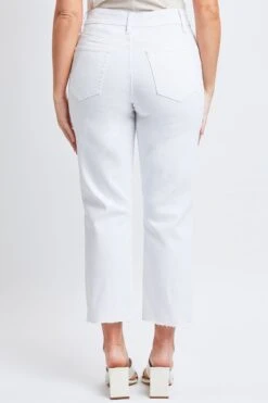 Women's Vintage High Rise Slim Straight Raw Hem Cropped Flood Jeans -Wana Fashion Shop WF119170N K37 5