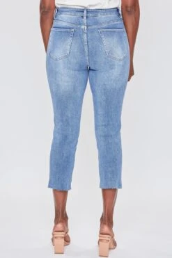 Women's Vintage High Rise Slim Straight Raw Hem Cropped Flood Jeans -Wana Fashion Shop WF119170N 08M 3
