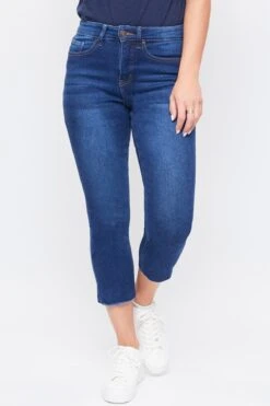 Women's Vintage High Rise Slim Straight Raw Hem Cropped Flood Jeans -Wana Fashion Shop WF119170N S08 2