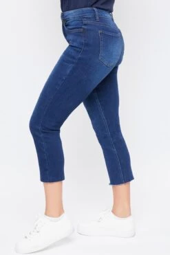 Women's Vintage High Rise Slim Straight Raw Hem Cropped Flood Jeans -Wana Fashion Shop WF119170N S08 3