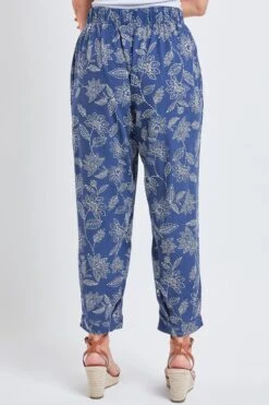 Women's Linen Joggers With Banded Hem -Wana Fashion Shop WF1195LN FL009 4