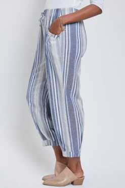 Women's Linen Joggers With Banded Hem -Wana Fashion Shop WF1195LN ST004 3