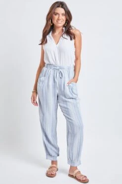 Women's Linen Joggers With Banded Hem