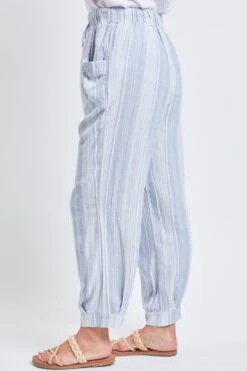 Women's Linen Joggers With Banded Hem -Wana Fashion Shop WF1195LN ST010 2