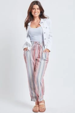 Women's Linen Joggers With Banded Hem -Wana Fashion Shop WF1195LN ST012 1