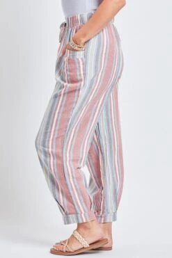 Women's Linen Joggers With Banded Hem -Wana Fashion Shop WF1195LN ST012 3