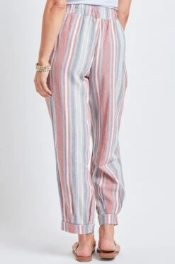 Women's Linen Joggers With Banded Hem -Wana Fashion Shop WF1195LN ST012 4