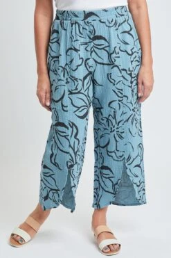 Women’s Double Gauze Front Split Wide Leg Pants 22 Women’s Double Gauze Front Split Wide Leg Pants -Wana Fashion Shop WF1199DG AB005 3