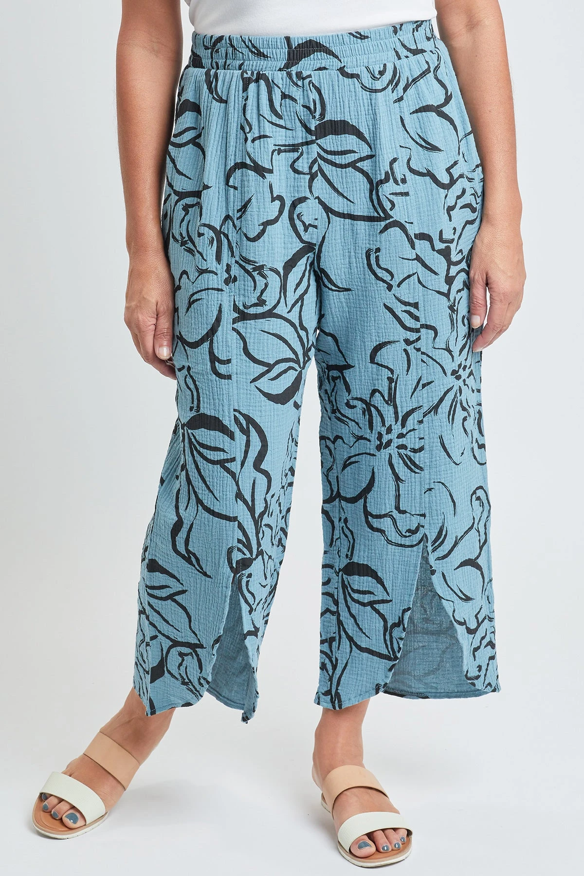 Women’s Double Gauze Front Split Wide Leg Pants 11 Women’s Double Gauze Front Split Wide Leg Pants - Image 9