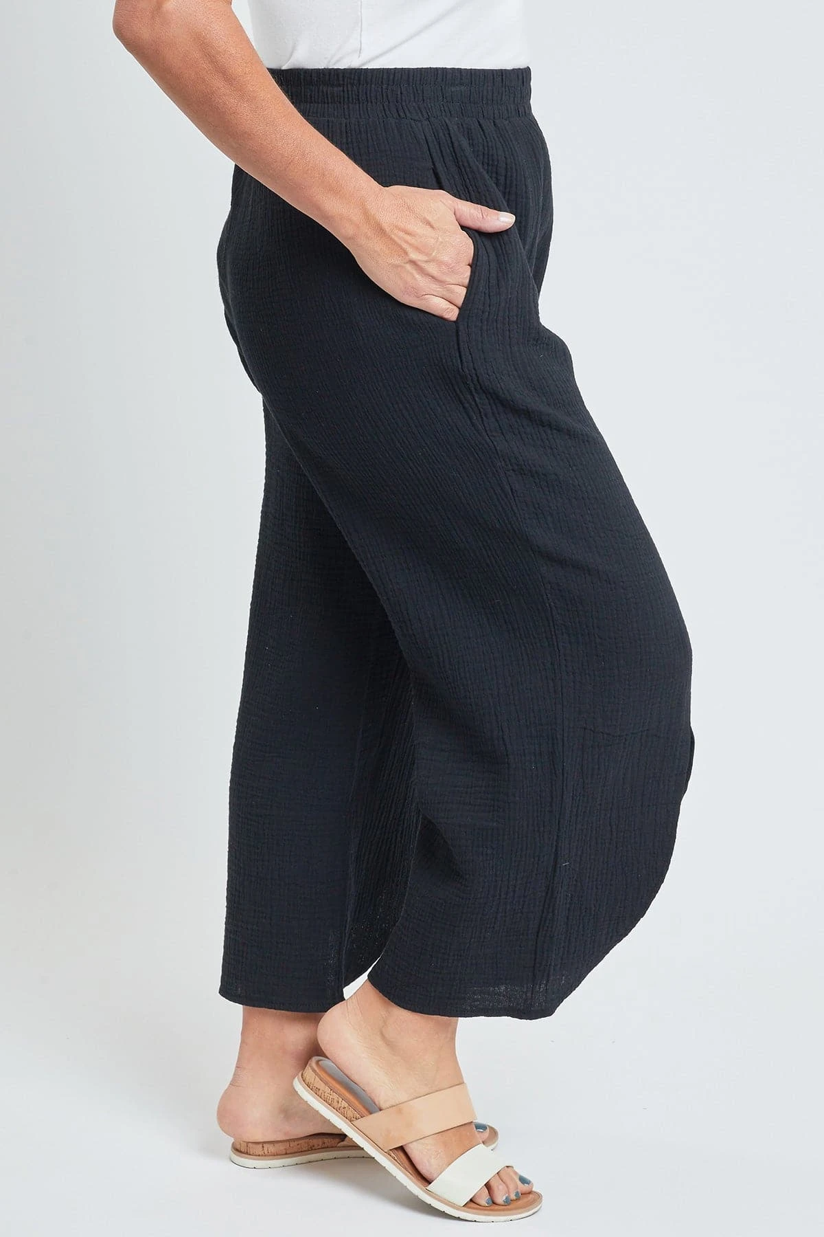 Women’s Double Gauze Front Split Wide Leg Pants 8 Women’s Double Gauze Front Split Wide Leg Pants - Image 6