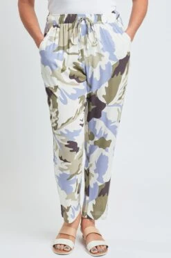 Women's Straight Tapered High Rise Drawstring Waistband Pants Lifestyle Collection -Wana Fashion Shop WF1208CG CA007 1