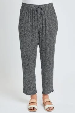 Women's Straight Tapered High Rise Drawstring Waistband Pants Lifestyle Collection -Wana Fashion Shop WF1208CG MT002 1