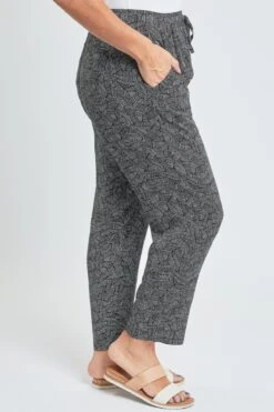 Women's Straight Tapered High Rise Drawstring Waistband Pants Lifestyle Collection -Wana Fashion Shop WF1208CG MT002 4