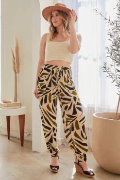 Women's Drawstring Wide Jogger Pant With Pleated Hem Lifestyle Collection 26 Women's Drawstring Wide Jogger Pant With Pleated Hem Lifestyle Collection -Wana Fashion Shop WF1209CG AB006 LS2