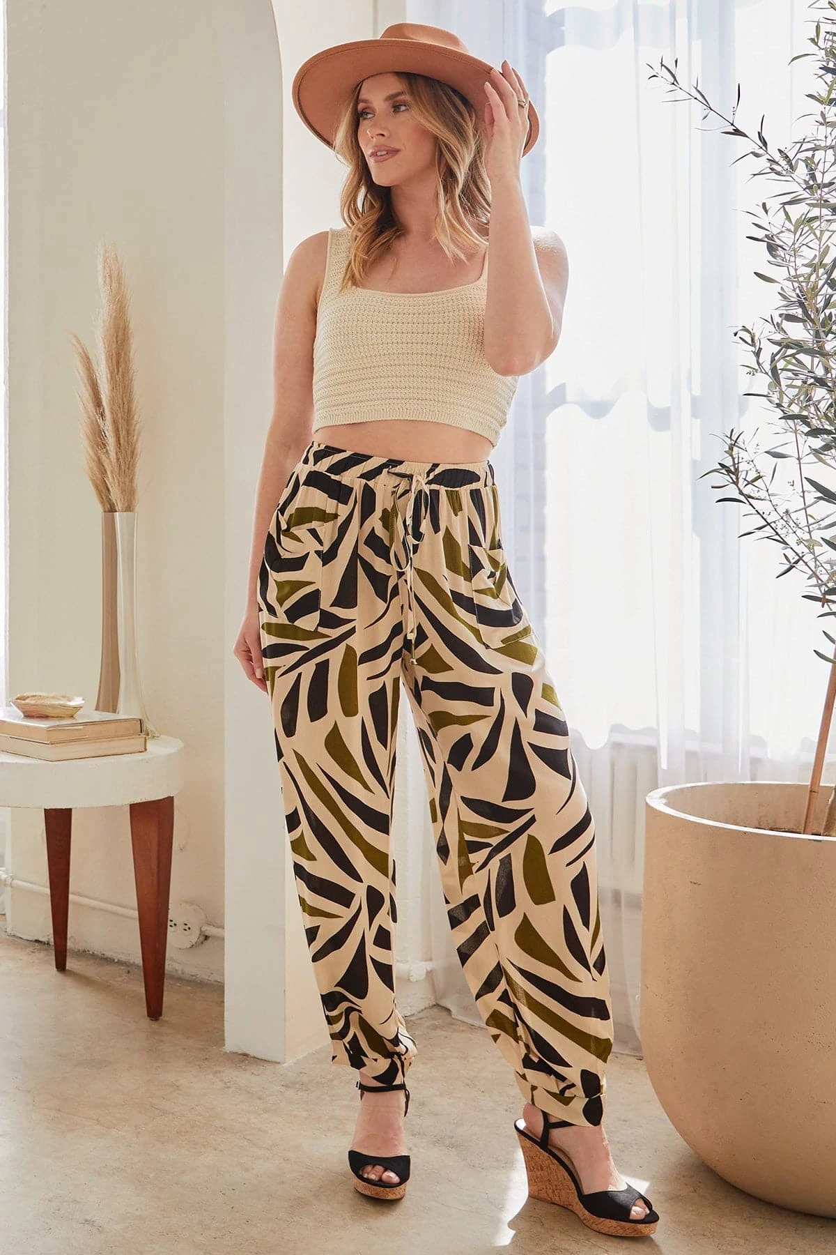 Women's Drawstring Wide Jogger Pant With Pleated Hem Lifestyle Collection 7 Women's Drawstring Wide Jogger Pant With Pleated Hem Lifestyle Collection - Image 5