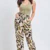 Women's Drawstring Wide Jogger Pant With Pleated Hem Lifestyle Collection -Wana Fashion Shop WF1209CG AB006 1