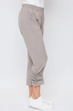 Women's Elastic Waist Flood With Side Ruching Ankle Detail -Wana Fashion Shop WF1210T1 STOBE 3