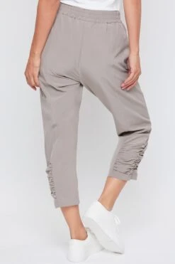 Women's Elastic Waist Flood With Side Ruching Ankle Detail -Wana Fashion Shop WF1210T1 STOBE 5