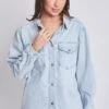 Women’s Denim Shacket With Flap Front Pockets -Wana Fashion Shop WJ1090DSH 36Q 2
