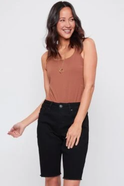 Women's Vintage Dream Bermuda Shorts With Frayed Hem 40 Women's Vintage Dream Bermuda Shorts With Frayed Hem -Wana Fashion Shop WM107170N W37 2