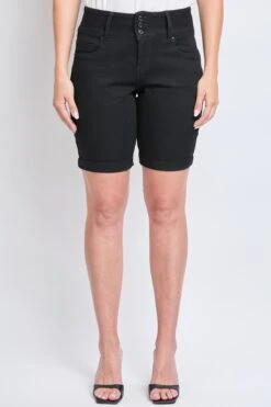 Women's 3-Button Slim Stretch Tummy Control Bermuda -Wana Fashion Shop WM108241 W37 1