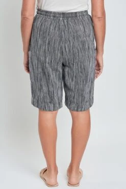 Women's Elastic Waist Bermuda With Big Patch Pockets -Wana Fashion Shop WM1088LN ST014 5