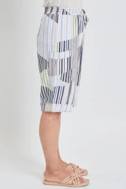 Women's Elastic Waist Bermuda With Patch Pockets -Wana Fashion Shop WM1088R1 ST018 3