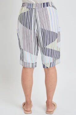 Women's Elastic Waist Bermuda With Patch Pockets -Wana Fashion Shop WM1088R1 ST018 5