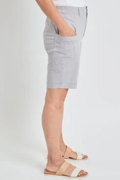 Women's Wide Leg Bermuda Shorts With Big Pockets -Wana Fashion Shop WM1090P1 SILVA 3