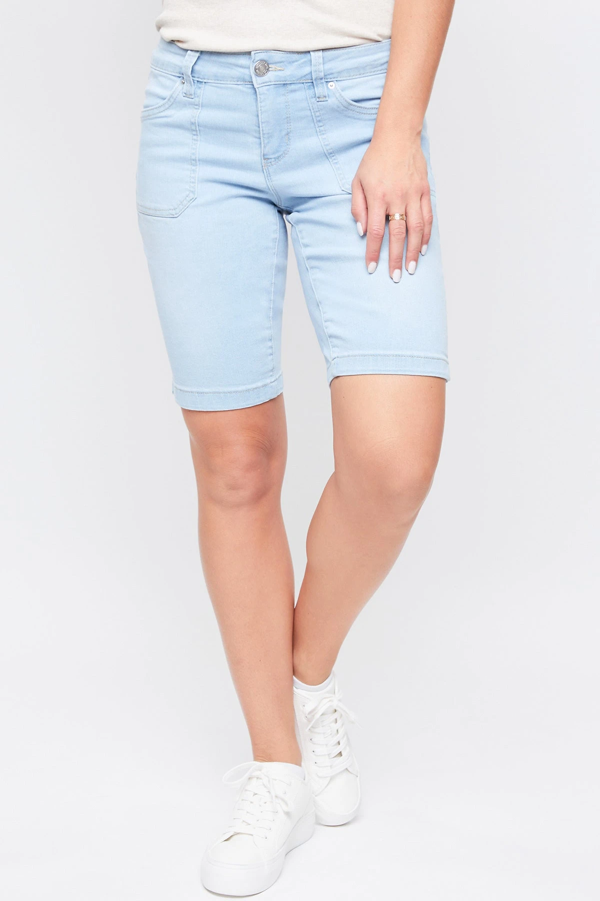 Women's Mid Rise Porkchop Pocket Bermuda Side Slit Hem 4 Women's Mid Rise Porkchop Pocket Bermuda Side Slit Hem - Image 2