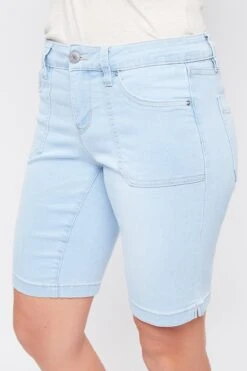 Women's Mid Rise Porkchop Pocket Bermuda Side Slit Hem 15 Women's Mid Rise Porkchop Pocket Bermuda Side Slit Hem -Wana Fashion Shop WM109350 L36 3