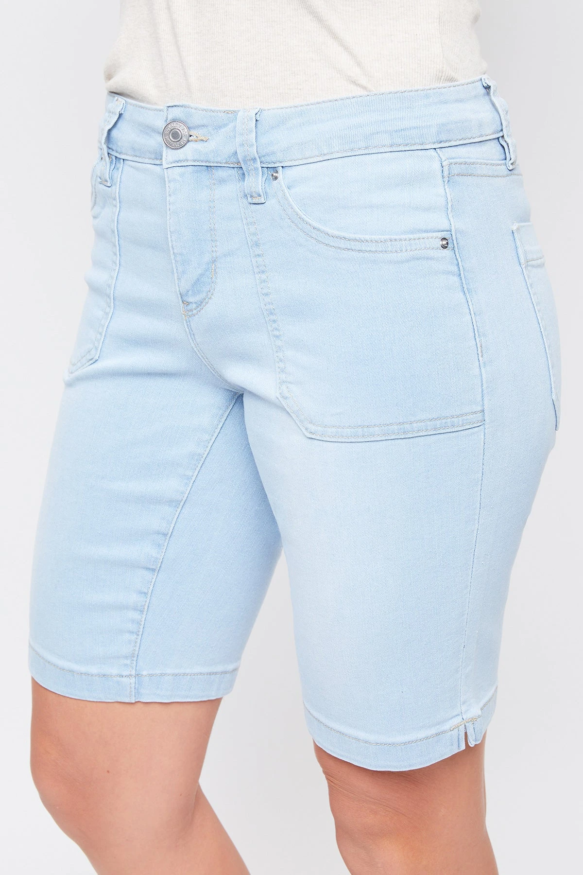 Women's Mid Rise Porkchop Pocket Bermuda Side Slit Hem 7 Women's Mid Rise Porkchop Pocket Bermuda Side Slit Hem - Image 5