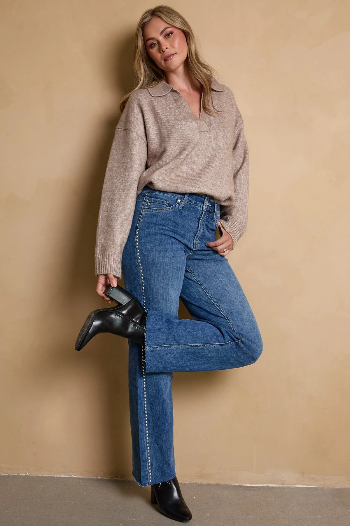 Women's Studded Wide Leg Jeans 8 Women's Studded Wide Leg Jeans - Image 6