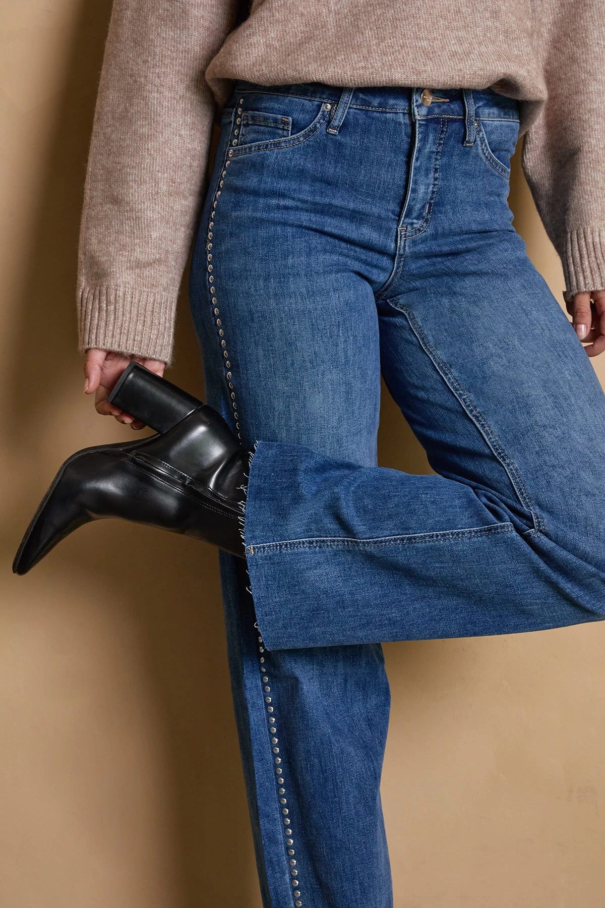 Women's Studded Wide Leg Jeans 10 Women's Studded Wide Leg Jeans - Image 8