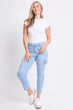 Women's High Rise Slim Straight Cargo Jeans -Wana Fashion Shop WP008850 36L 7