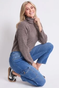 Women's High Rise Slim Straight Cargo Jeans -Wana Fashion Shop WP008850 36M 6