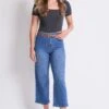 Women's High Rise Crop Belted Wide Leg Jeans -Wana Fashion Shop WP020550 36M 4