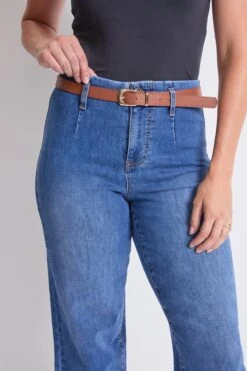 Women's High Rise Crop Belted Wide Leg Jeans -Wana Fashion Shop WP020550 36M 6