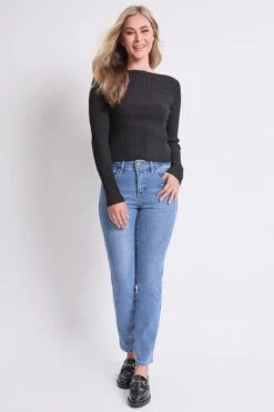 Women's High Rise Basic 5 Pocket Straight Leg Jeans -Wana Fashion Shop WP023929 35M 5