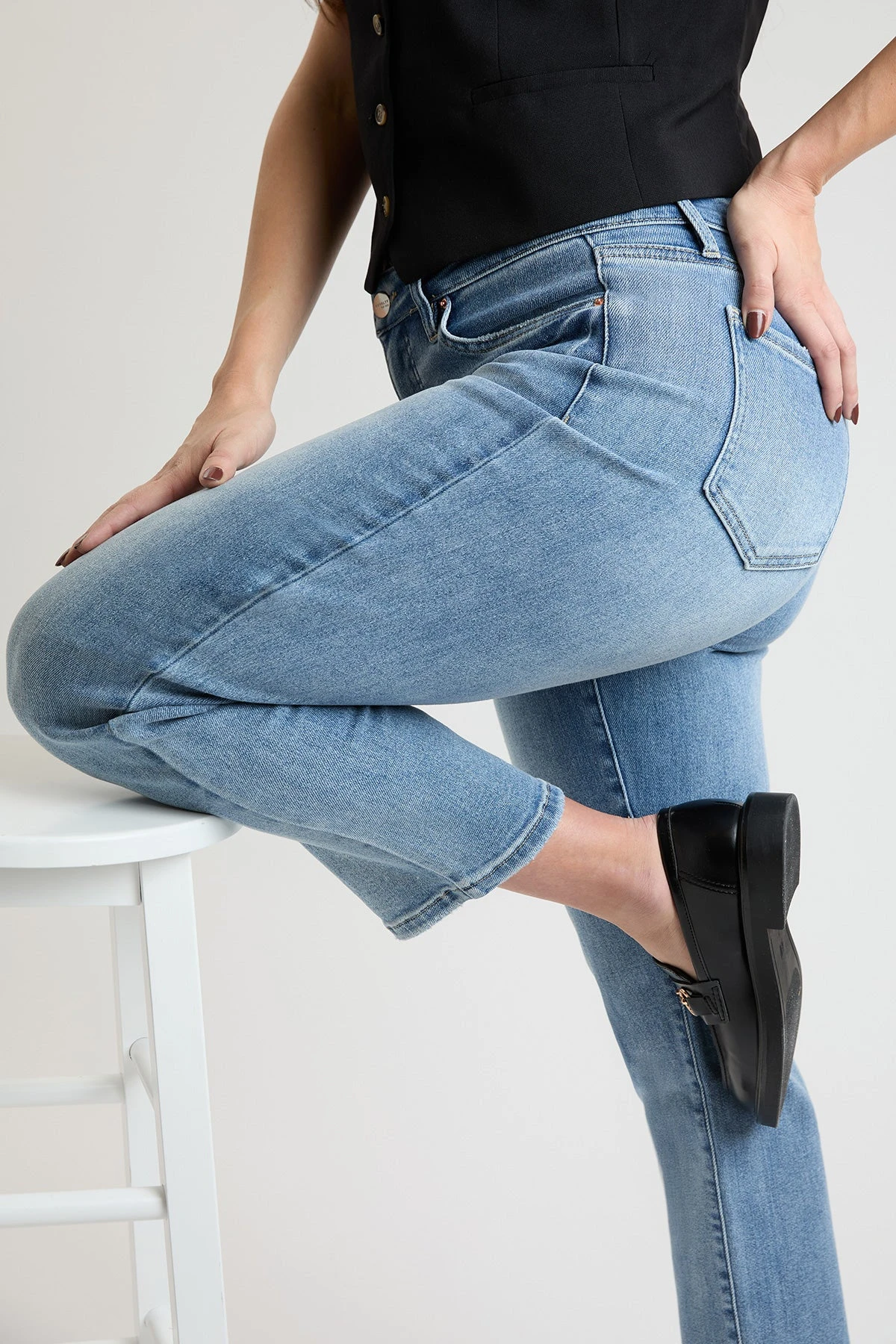 Women's Premium Stretch Cropped Slim Straight Jeans 8 Women's Premium Stretch Cropped Slim Straight Jeans - Image 6