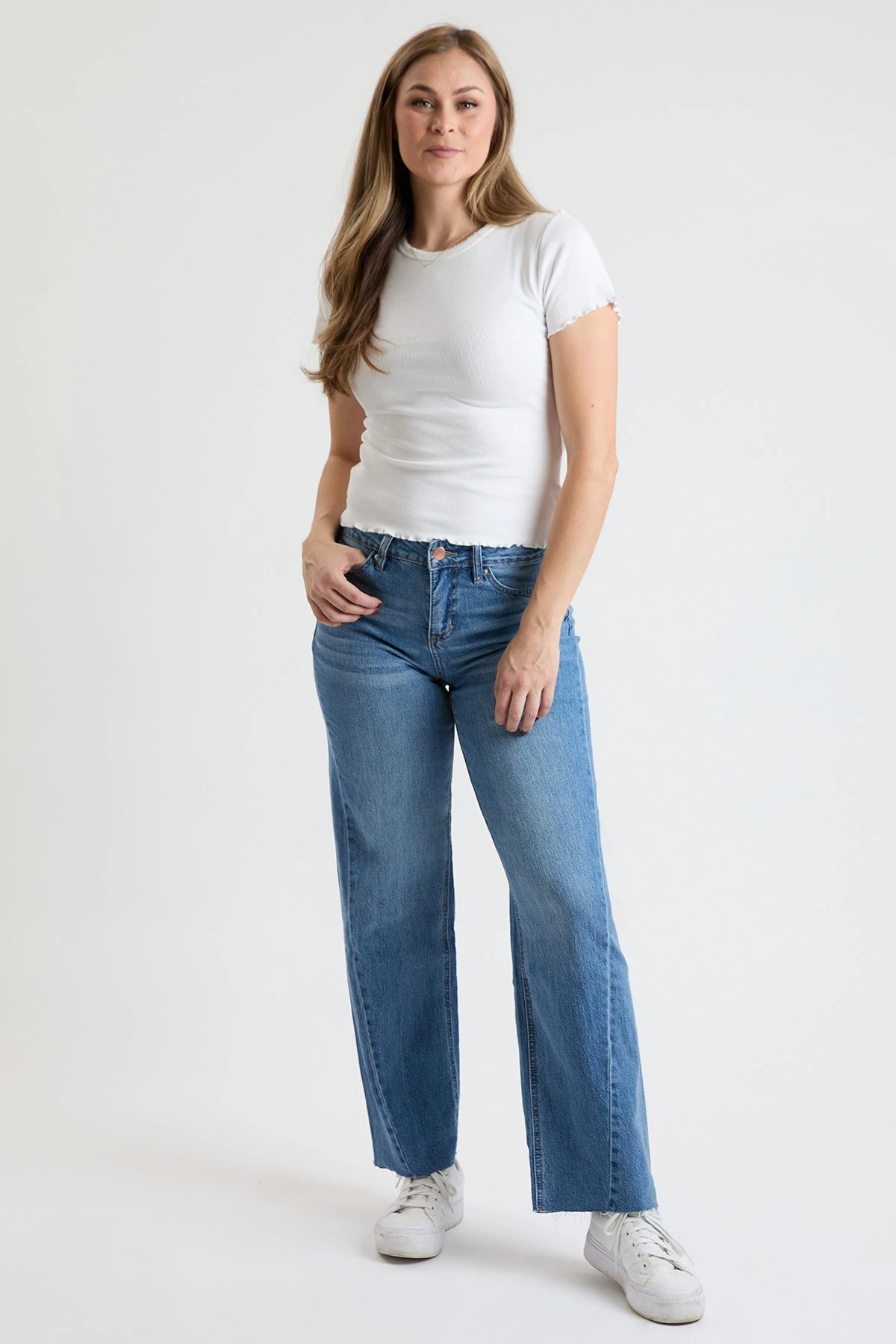 Women's High Rise Wide Leg Jeans With Angled Seam 8 Women's High Rise Wide Leg Jeans With Angled Seam - Image 6